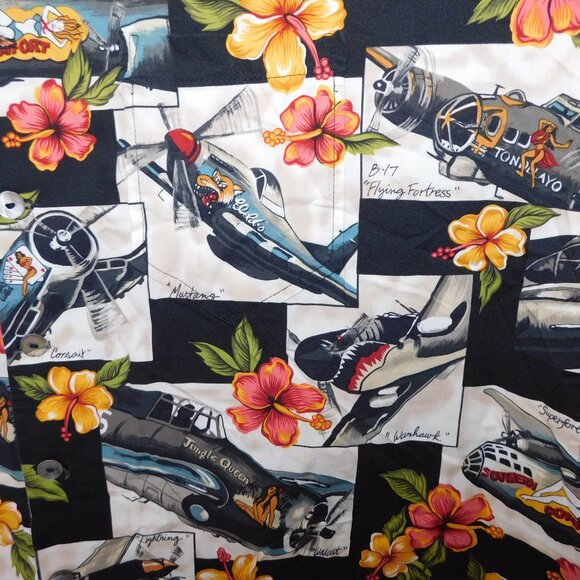 VTG alohaland hallelujah hawaiian shirts Mens 6X Pinup Girls WW2 Planes Hibiscus - Picture 5 of 11